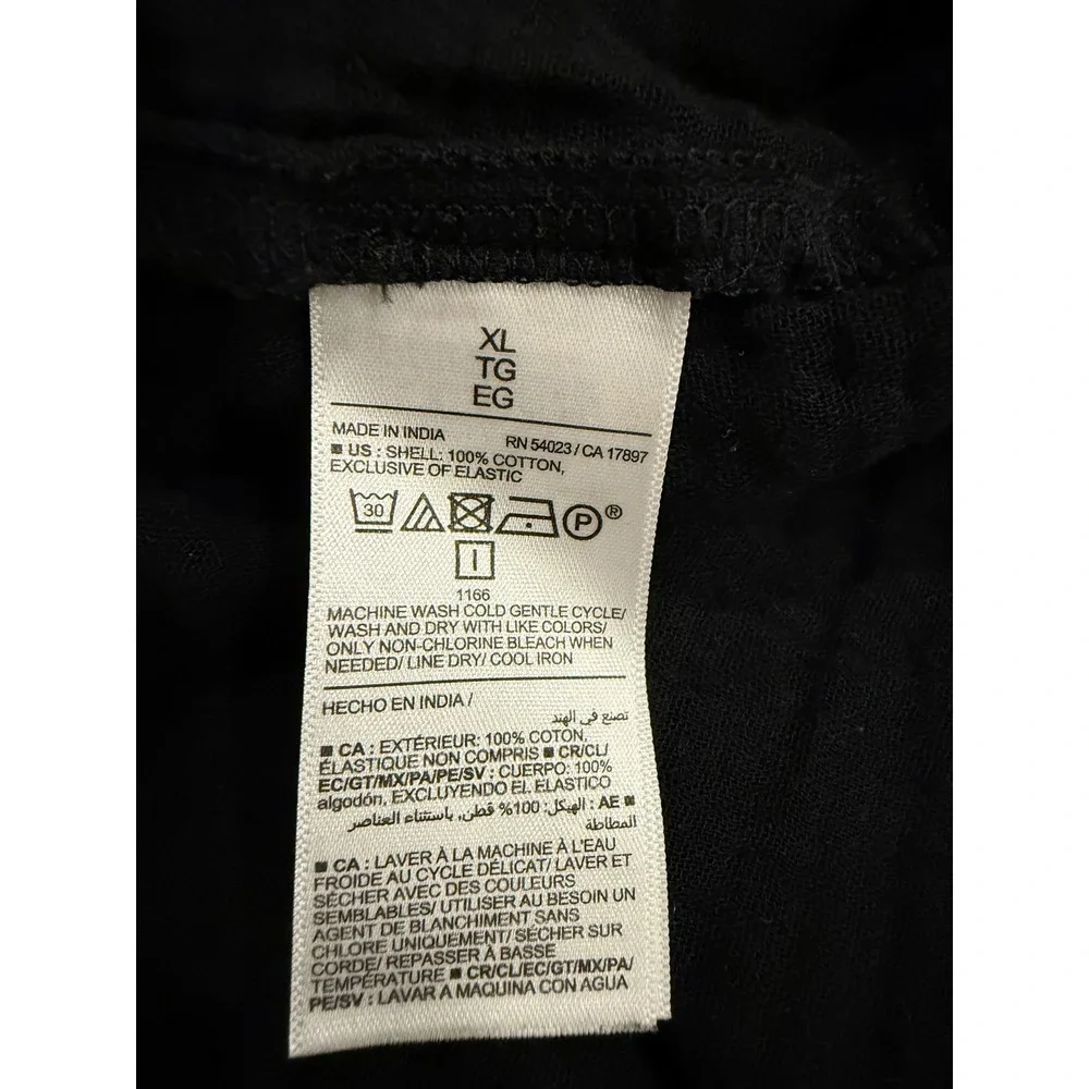 Old Navy Black Smocked Waist Cotton Gauze Maxi Skirt XL Relaxed Boho Flowy